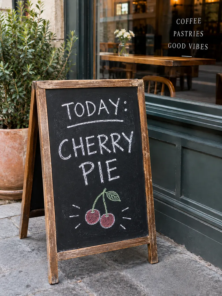 「Today: Cherry Pie」に書き換わった、同じ黒板の看板