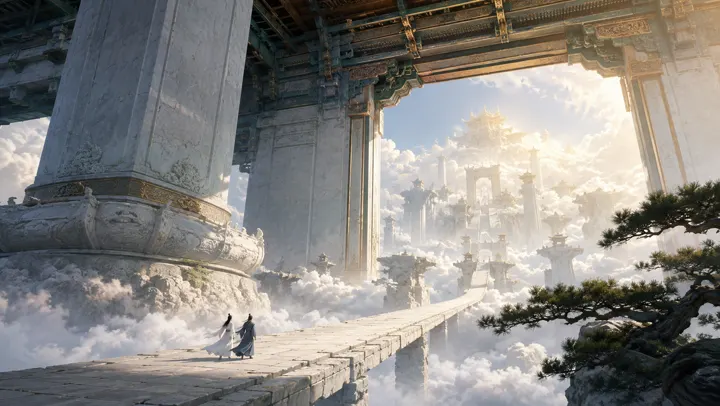 16:9 cinematic landscape frame, distant low camera at human eye height, camera t